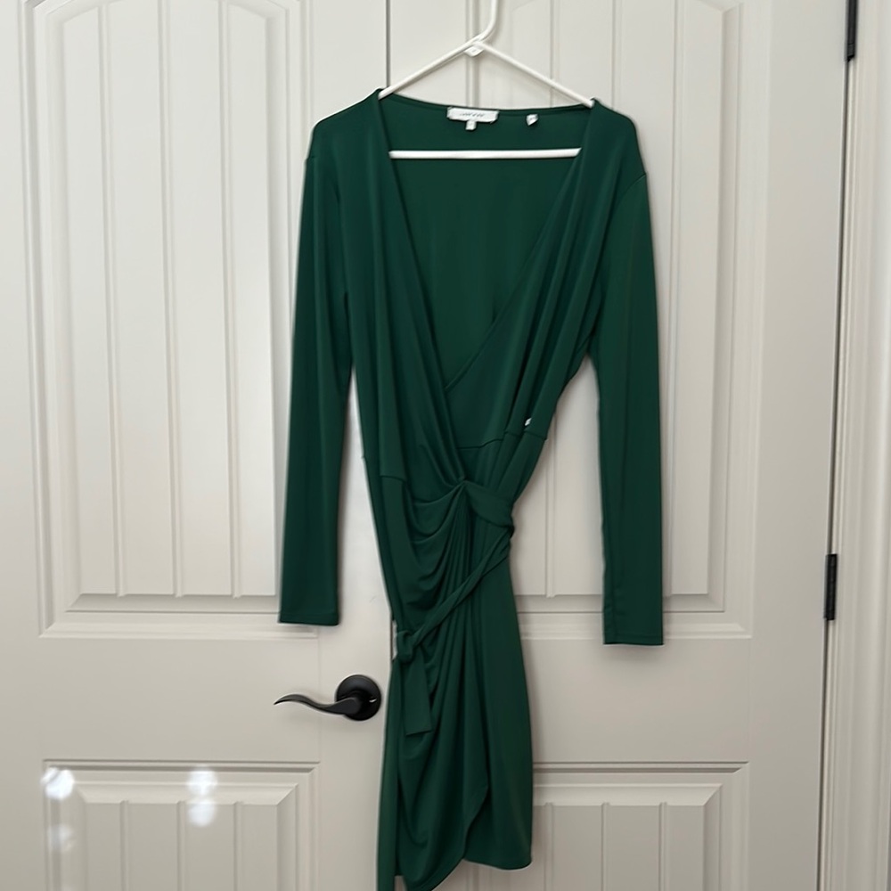 Elegant Green Wrap Dress